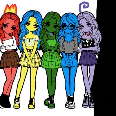 a group of girls realistic