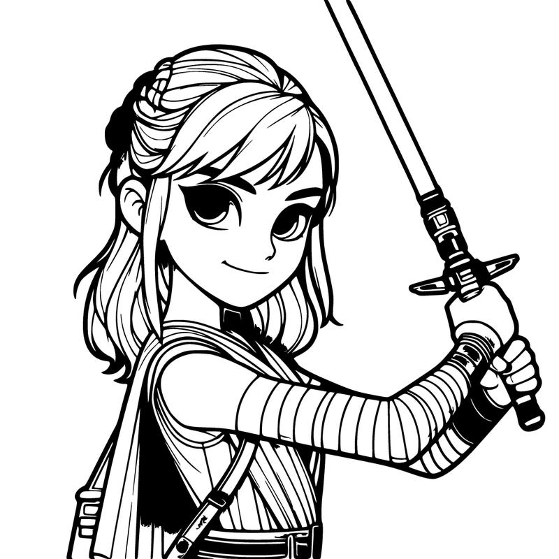 realistic girl with laser sword