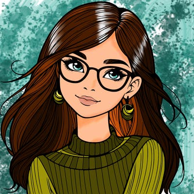 realistic girl with glasses