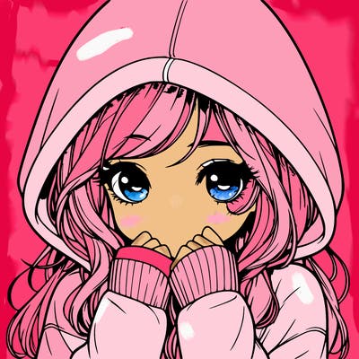 realistic shy girl with hoodie