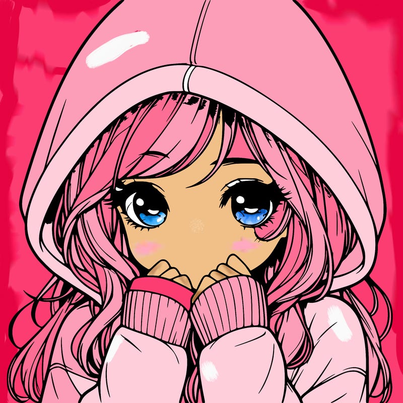 realistic shy girl with hoodie