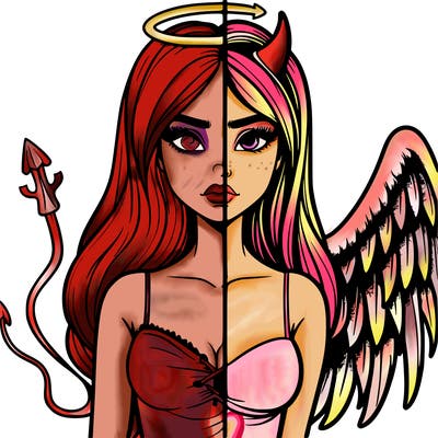 devil vs angel realistic girl