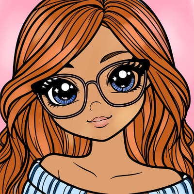 girl with beautiful eyes, hair, and glasses