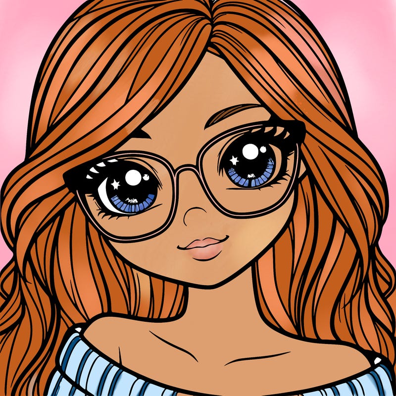 girl with beautiful eyes, hair, and glasses