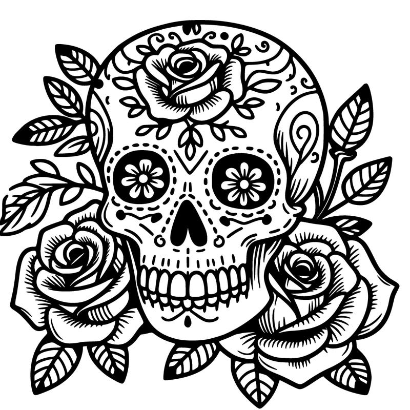 skull with roses