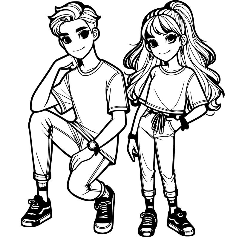 teen boy and teen girl matching outfits