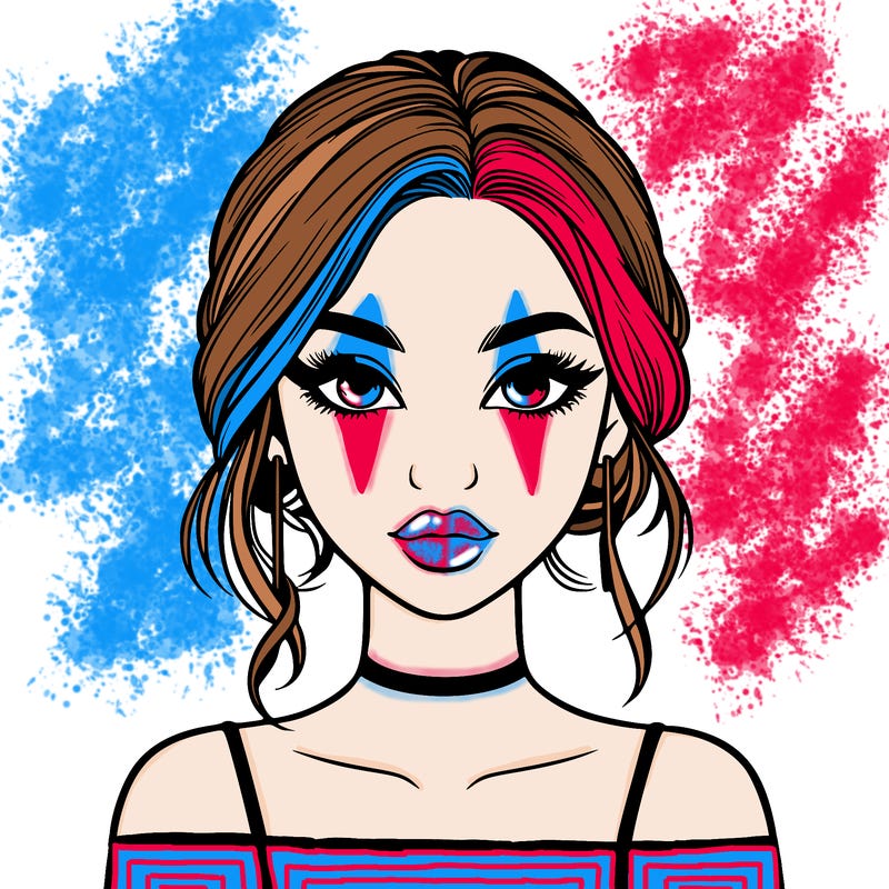 realistic girl with makeup on