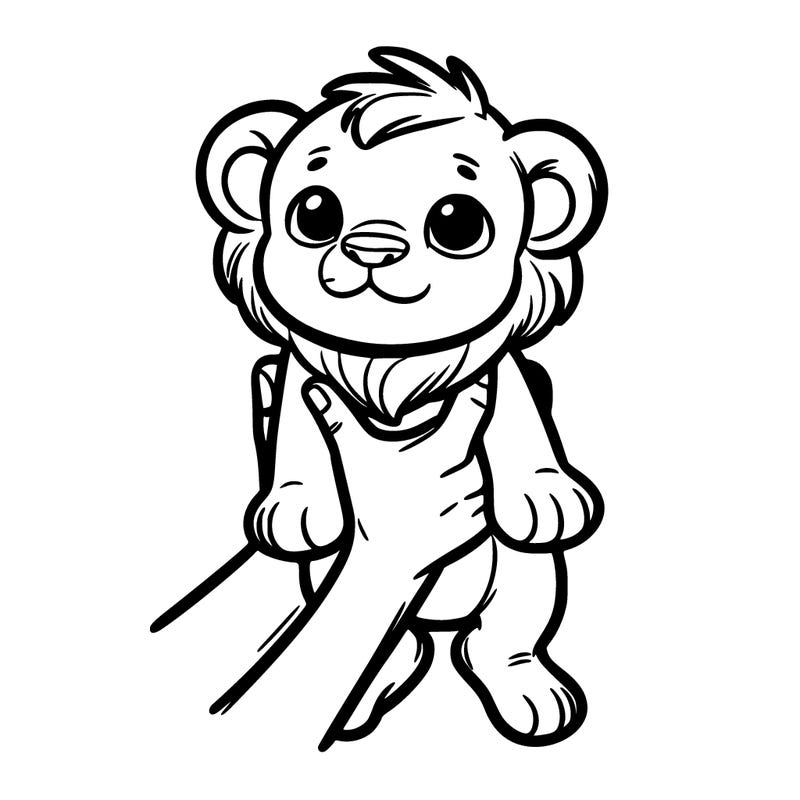 baby lion being held up