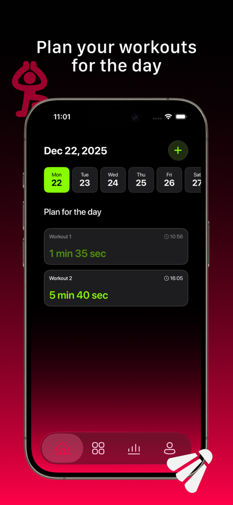 Interval Timer: Workout HIIT - A smartphone screen displaying a workout calendar and planned HIIT sessions with durations