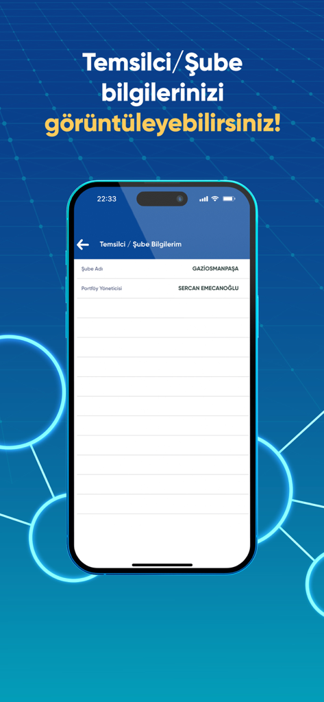 FUZUL Mobil - FUZUL Mobil app screen showing branch and portfolio manager details