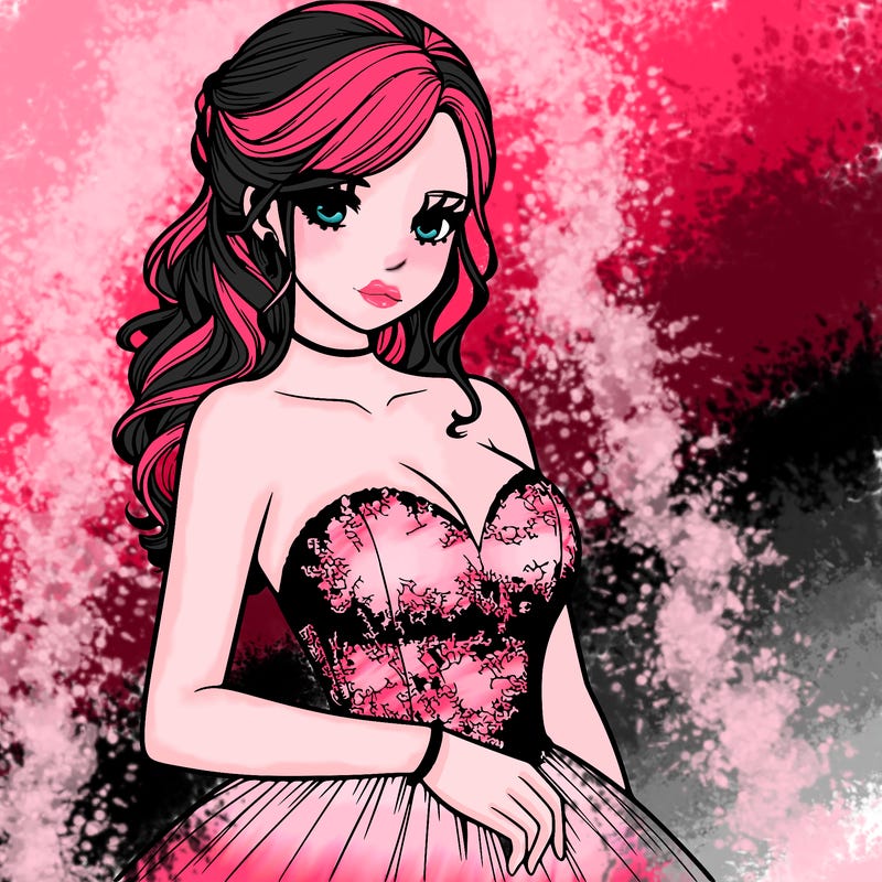 realistic girl in prom dress