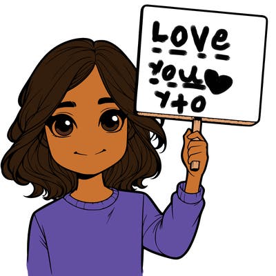 realistic girl holding up a sign