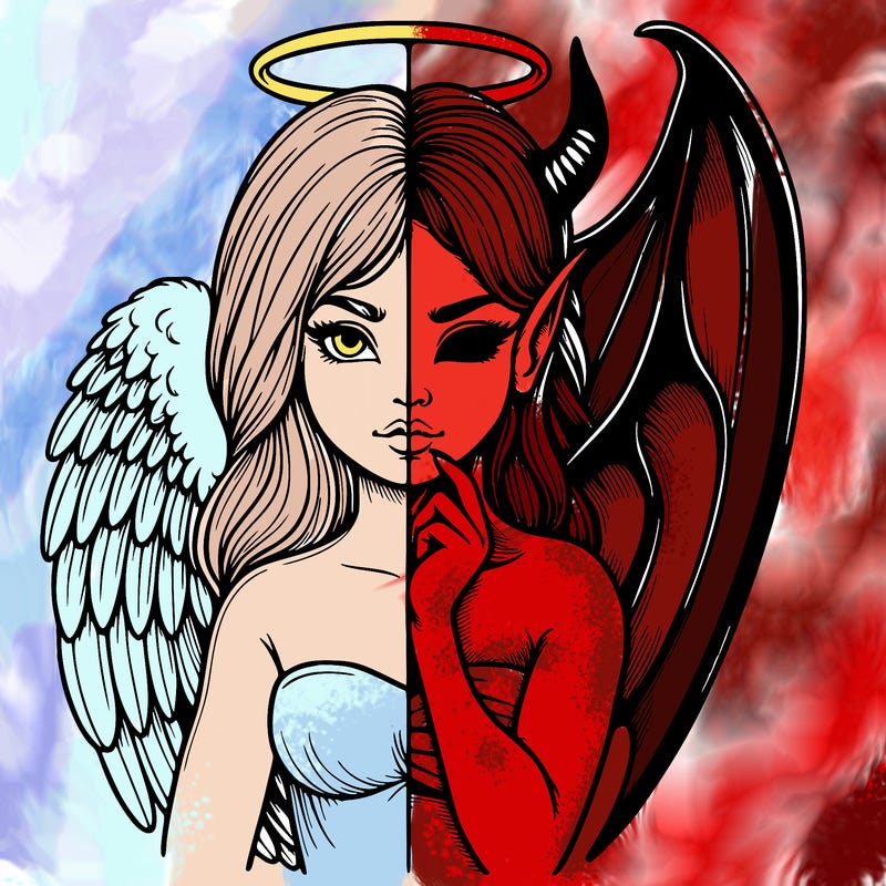 realistic angel half demon