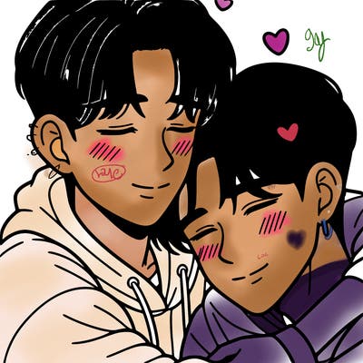 korean teen boys cuddling