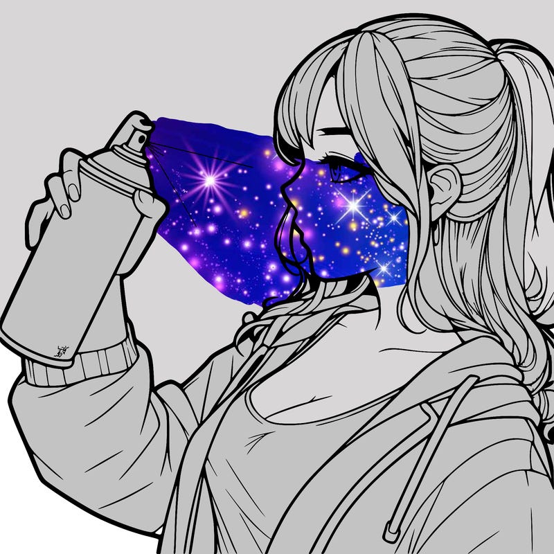 a realistic girl spray, painting