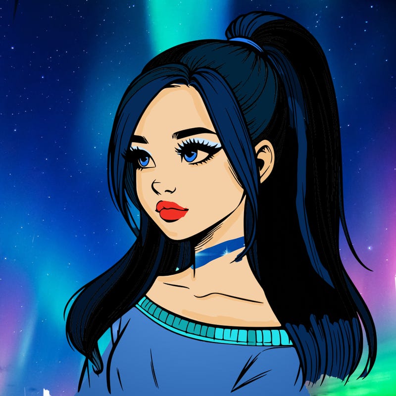 realistic girl with a high ponytail
