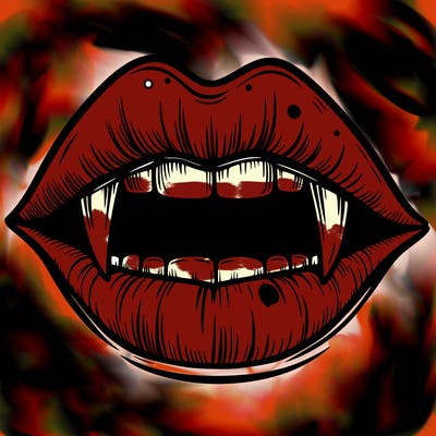 lips with vampire teeth