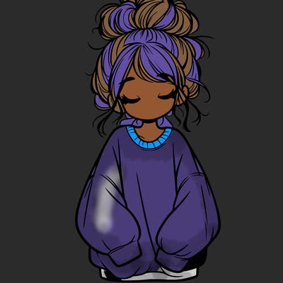 girl with baggy sweatshirt and messy bun
