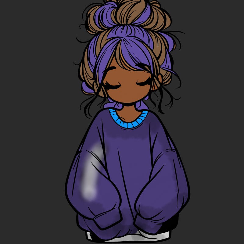 girl with baggy sweatshirt and messy bun