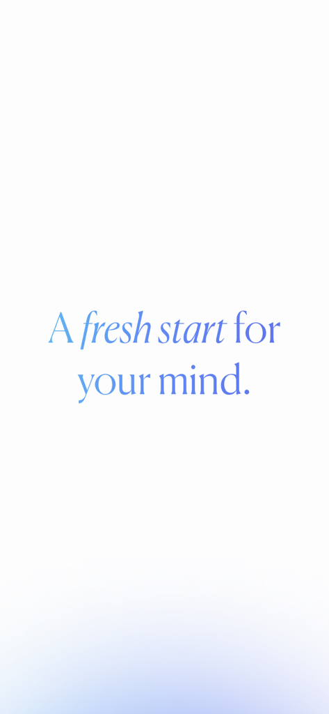 Aposto - Minimalist splash screen of the Aposto app with the text A fresh start for your mind on a clean background