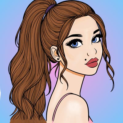 realistic pretty girl with high pony tail