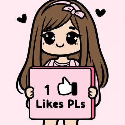 girl holding a sign saying 10 likes pls