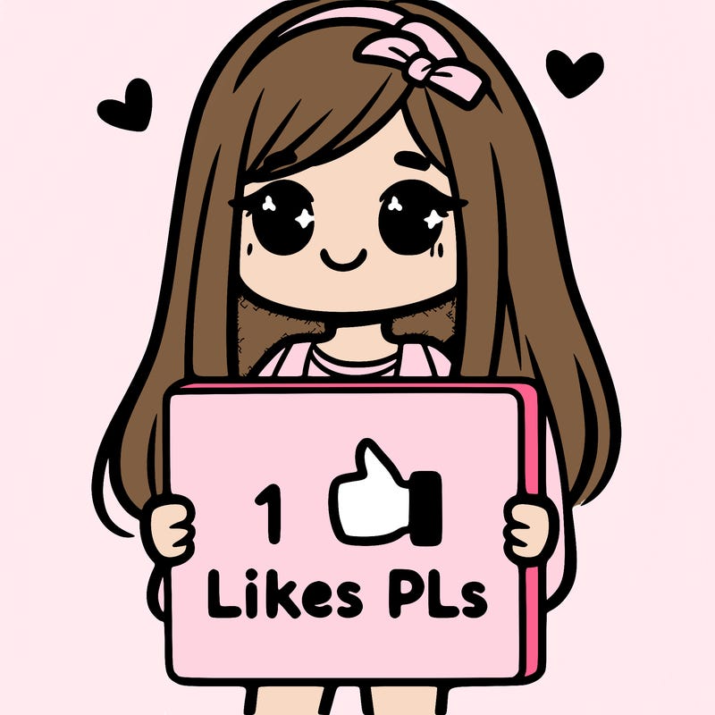 girl holding a sign saying 10 likes pls