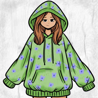 girl in oversized hoodie