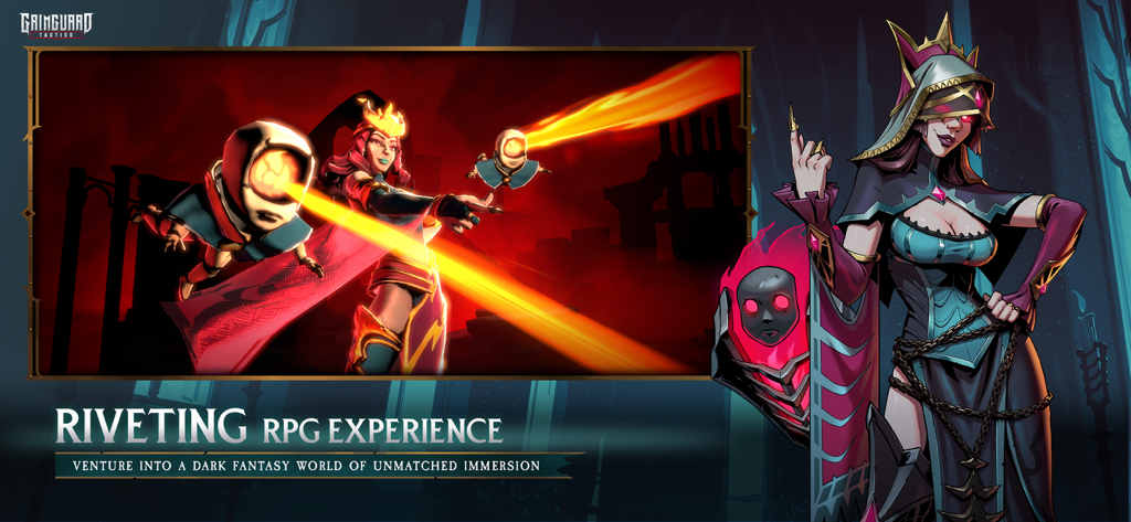 Grimguard Tactics: Fantasy RPG - Dark fantasy characters and tactical combat in Grimguard Tactics RPG.