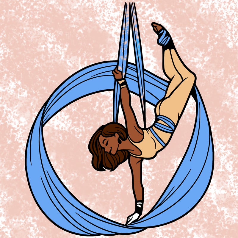 woman doing aerial scarf dancing