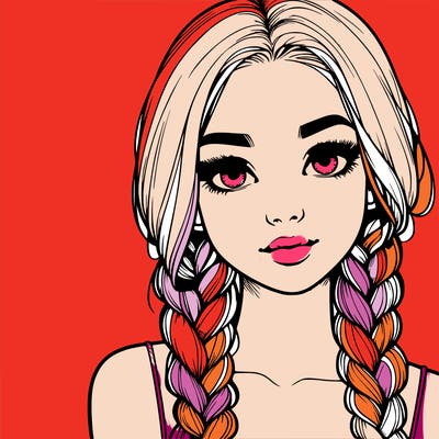 realistic girl with braids