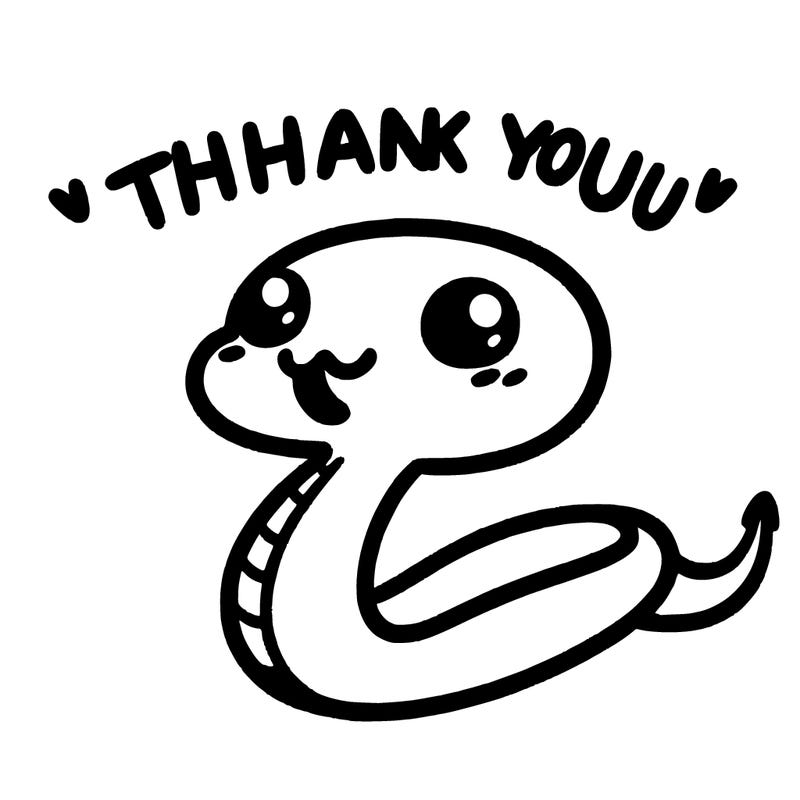 cute snake saying thank you
