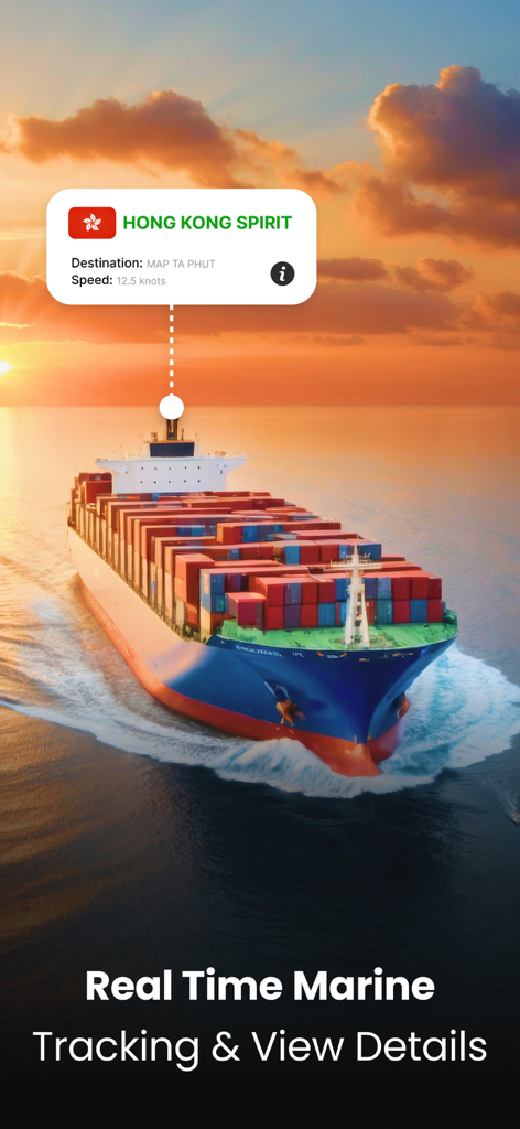 Ship Tracker +: Vessel Locator - Rastreamento marítimo em tempo real e detalhes da embarcação mostrando nome do navio, destino e velocidade