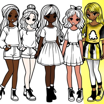 a group of five girls