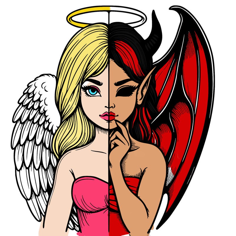 realistic angel half demon