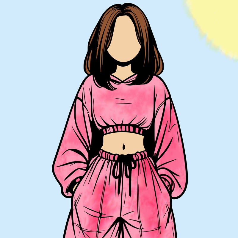 realistic girl faceless with baggy pants and a crop top