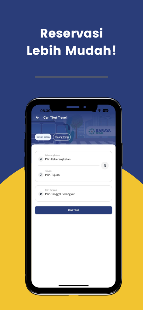 Baraya Travel - Baraya Travel mobile app reservation screen for Bandung to Jakarta shuttle