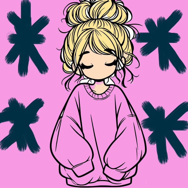 girl with baggy sweatshirt and messy bun