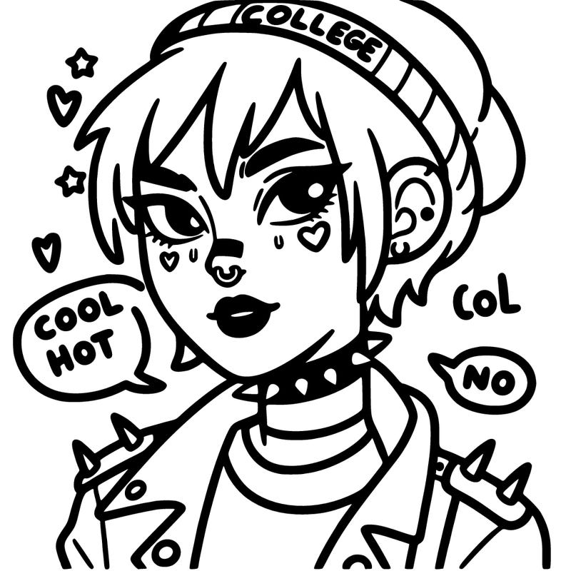 cool,hot college tomboy punk girl