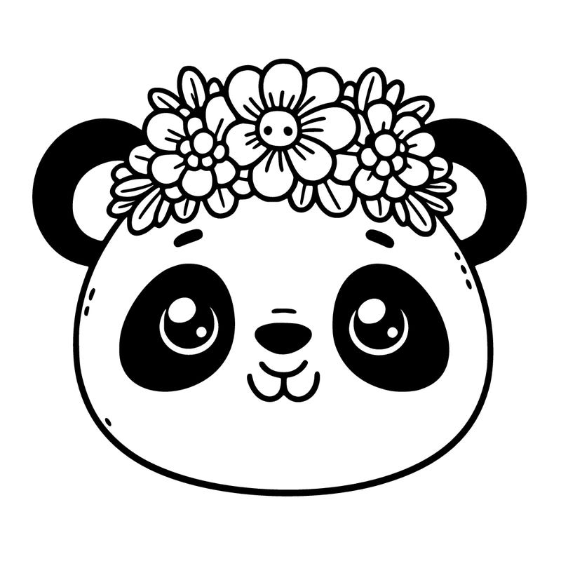 panda with flower crown