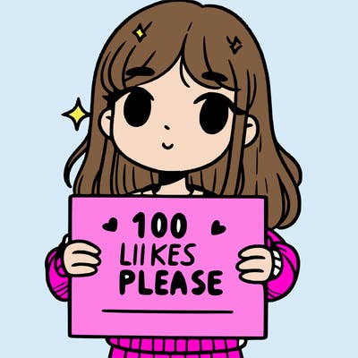 a girl holding up a sign saying 100 likes please