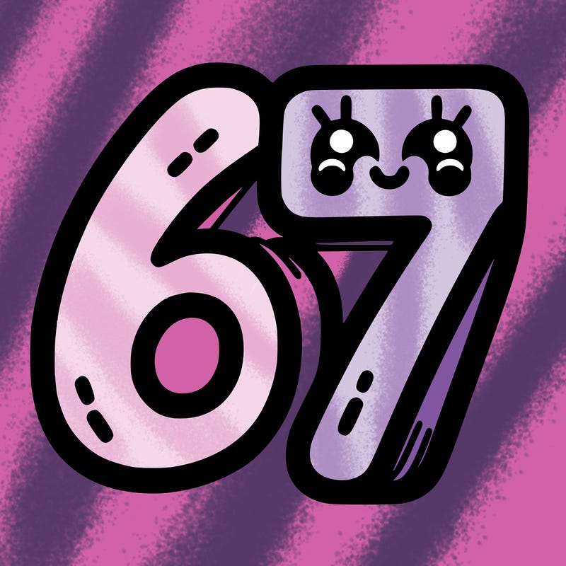 the numbers 67