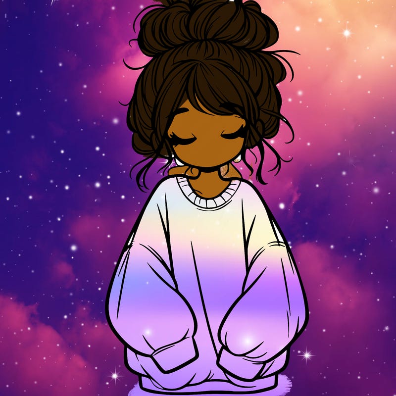 girl with baggy sweatshirt and messy bun