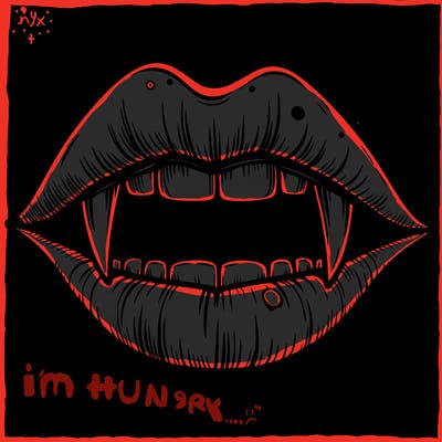 lips with vampire teeth