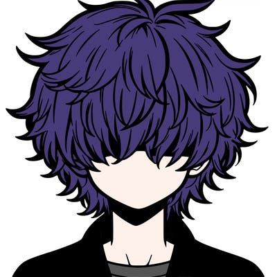 manga boy fluffy hair covering his eyes