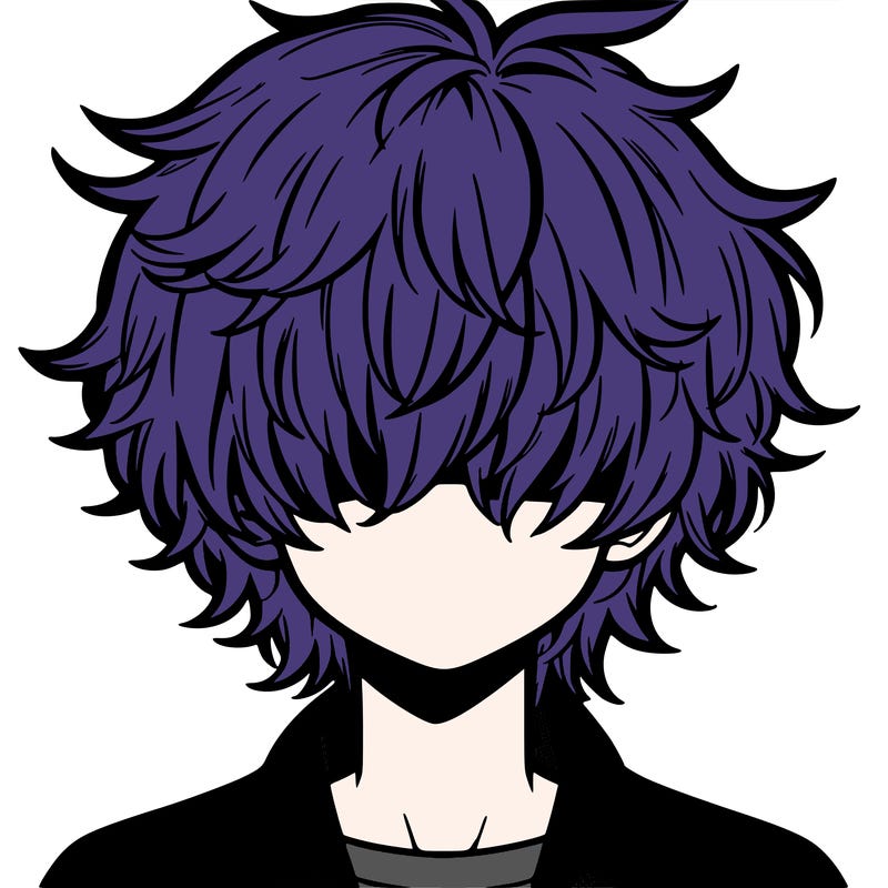 manga boy fluffy hair covering his eyes