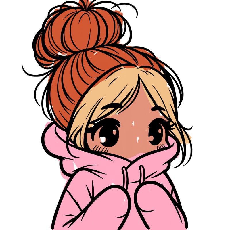 shy girl in big hoodie with messy bun