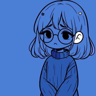 sad girl with glasses in a sweater