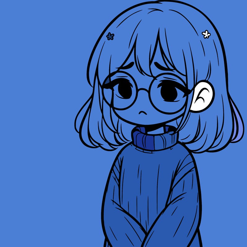 sad girl with glasses in a sweater