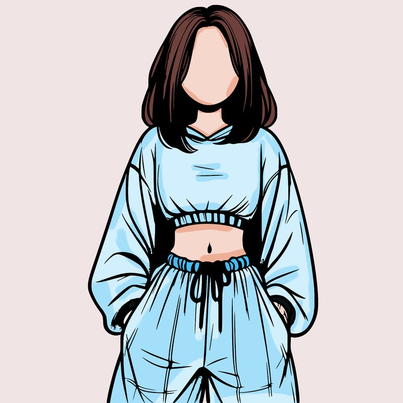 realistic girl faceless with baggy pants and a crop top